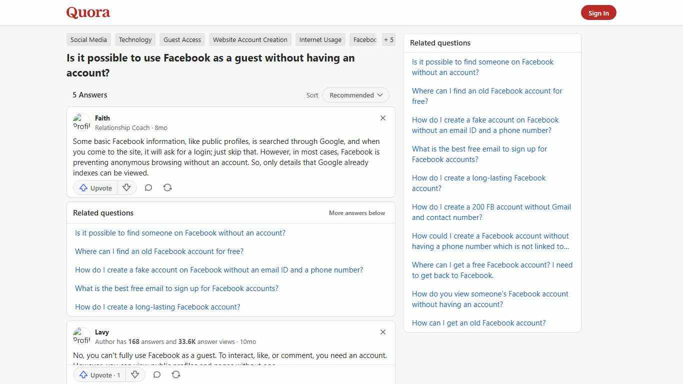 Is it possible to use Facebook as a guest without having an account? - Quora